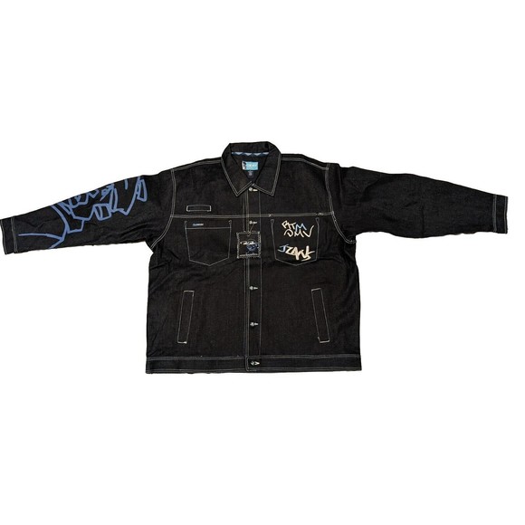 Vintage Y2K Raw Blue 3XL Denim Jacket NWT! Deadstock Urban Hip Hop Graffiti - Picture 8 of 16